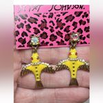 Betsey Johnson Betsy Johnson Earrings Pierced Dangle Yellow Bird AB Rhinestone Gold Tone 1.5" Photo 1