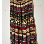 Vintage Pull On Geometric Earth Tone Maxi Skirt Sz L Boho Ren Fair Fairy Grunge Red Size L Photo 3