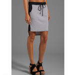 LA Made New Striped Ribbed Knit High-Low Hem Skirt Oatmeal Black Size XS Photo 2