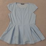 Allegra K NEW Allegra‎ K Blouse Top Womens M Blue Cap Sleeve Peplum Pleated Office Casual Photo 1