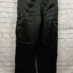 Theory Women’s Crushed Satin Acetate Cargo Pants Straight Leg Black 4 NWT Photo 4