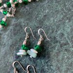 Handmade Sterling Silver Green Crystal White Agate Beaded Set Cross Pendant Photo 3