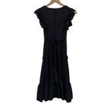 Vintage 70s Ruffled Pockets Mini Dress Black Fit & Flare Ruffles Scoop Womens XS Photo 6