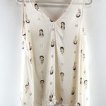 Johnny Was  V Neck Sleeveless Faces Print Tank Top White Small Photo 2