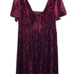 Crushed Velvet Babydoll Dress Goth Vamp Y2K Red Size L Photo 5