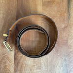 Christian Dior Vintage  Brown Italian Leather 1" Belt Gold Buckle 36” 90 Large Photo 3