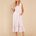 Mable Boutique Gingham Midi Dress Yellow Size M Photo 1