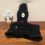 NWT Winter black cable knit Beanie Hat Scarf Set Photo 1
