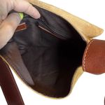 Claudia Firenze Suede Leather Crossbody Bag Purse Cowhide Tan Brown Italy Photo 4