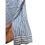 M&S Collection Marks and Spencer Pure Linen Striped Button Down Sz. M/L Blue Size M Photo 7