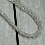 Vintage White Glass Beaded Patterned Crossbody Bag Art Deco Pearl Strap Party Photo 2