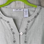 Cherokee Size XL Very Light Green Tone/Tint w/Embroidered Flowers Button… Photo 3