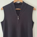 Misook  Knit High V-Neck 1/4 Zip Sleeveless Top Black Size S Photo 3