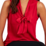 Kasper  Vibrant Red Sleeveless Blouse size L Photo 0