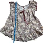 Free People  Frankie Cotton Tunic dress Shirt Floral Tie Front Boho M Stone Photo 5