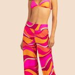 Trina Turk NWT Vivid Vista Swim Pants Coverup Wide Leg Retro Pull On Womems M Photo 3