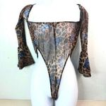 Beautiful XL Butterfly Spotted Animal Print Mesh Bodysuit Lingerie Blue Photo 0