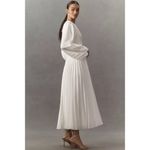 ACLER Wonastow Long Sleeve Pleated Satin Maxi Dress in Ivory Size US 4 White Photo 14