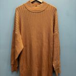 Misook  Cable Knit Long Sleeve Midi Sweater Dress in Camel L Photo 4
