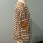 Urban Heritage NWT  Tan & White Stripes Pullover Sweater with Suede Elbow Pads Sm Photo 1