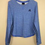Adidas  Women’s Boxy Cropped Athletic Athleisure Blue Crewneck Sweatshirt Photo 0