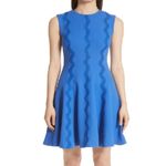 Lela Rose Women's Cobalt Blue Wave Lace Trim Sleeveless Fit & Flare Dress sz 10 Photo 3