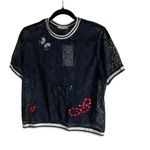 ZARA  Trafaluc navy blue lace woman’s top size medium Photo 6