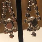 Vintage Silver Tone CZ Rhinestone Dangling Screw Back Earrings Photo 3
