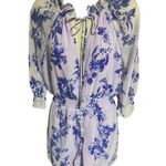 Gianni Bini floral Romper violet /blue striped shorts lace detail |women XS Photo 7