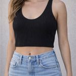 Quince  Black Ribbed Crop Top Photo 0