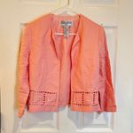 Jessica Howard  Petite Peach Linen Blend Cropped Blazer‎ Jacket - Size 6 Photo 0