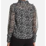 Walter Baker  Shirt Womens Medium Black Floral Button Up Jeny Ruffle Georgette Photo 2