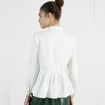 Ted Baker  White Cannan Gathered Oversized Shirt Size US 4 Business Casual Office Photo 4