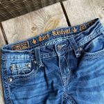 Rock Revival Womens Jeans 27 Alivia Dark Wash Sanded Embellished Back Boot Cut Photo 7