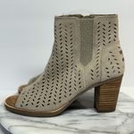 Toms Majorka Booties Woman's 7 Peep Toe Desert Taupe Neutral Stacked Heel Photo 3