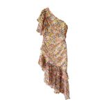 AMUR Floral One Shoulder Ruffled Silk Clayton Dress Women’s Size 4 Pink Photo 4