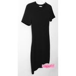 ZARA Ribbed Dress Black Stretch Short Sleeve A-Line Bodycon Stretchy Mini Small Photo 3