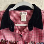 Bobbie Brooks Red Gold Checkered Plaid Mitten Holiday Blouse 18W/20W 2X Velvet C Photo 3