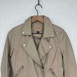 Blank Nyc Life Changer‎ Moto Jacket Womens Small Beige Leather Asymmetrical Zip Tan Photo 3