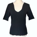 Mossimo Supply Co Mossimo Short Sleeve Sweater Black with Plunging Neckline  •Size Medium Photo 0