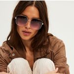 Free People NWT Long Island Oversized Square Sunglasses in Silver/Purple Ombré Photo 1