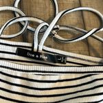 Doe & Rae Women’s Large Black White Striped Off Shoulder Long Sleeve Top Photo 5