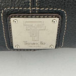 Vintage Tignanello Black Leather Zip Top Handbag Silver Hardware Photo 9