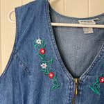 EUC Vintage C Studio women’s embroidered zip‎ denim adjustable sleeveless dress Blue Size 18 Photo 3