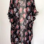 Betsey Johnson Floral Sheer Kimono Duster Ruffle Sleeves ~ Women’s Size OSFM Photo 1