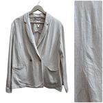 LC Lauren Conrad Tan Linen Blend Notch Lapel Pocket Double Breasted Blazer Large Photo 1