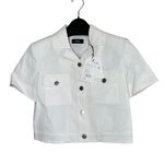 Theory Womens White Short Sleeve Seer Suit Crop Jacket 2 Photo 1