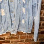 Pretty Little Thing  Blue Distressed Destroyed Denim Jean Jacket Women's Size 1X Photo 3