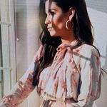 Silk Ellie Makir 100% Silk Printed Floral Midi Dress Medium Green Photo 10