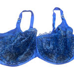 Whimsy + Row Whimsy Blue Floral‎ Lace Underwire Adjustable Strap Full Coverage Bra 36DDD Photo 0